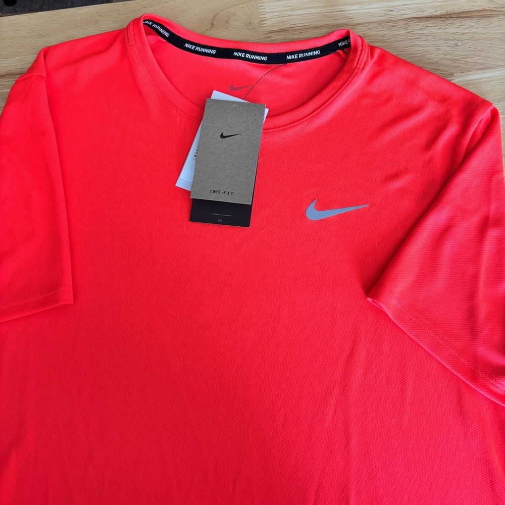 NEW Nike Dri-FIT Miler UV Running T Shirt UPF 40+‎ Bright Crimson Mens 2XL
